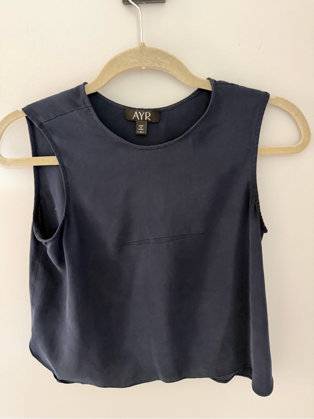 AYR Dark Navy Sleeveless Silk Shell Top - size 4